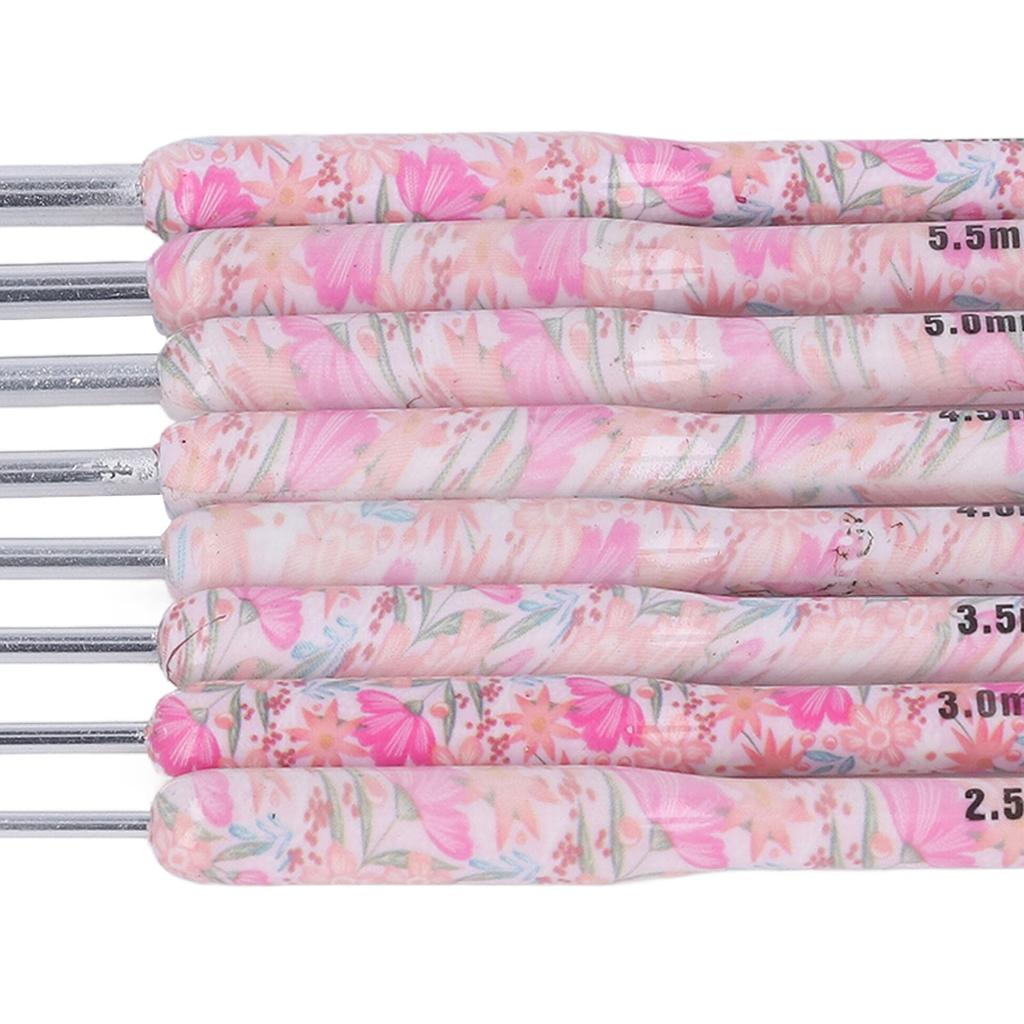 8pcs Crochet Hook Set Printing Aluminum Handcraft   Colorful Crochet Hook Ergonomic Knitting Hook for Knitters for Sewing