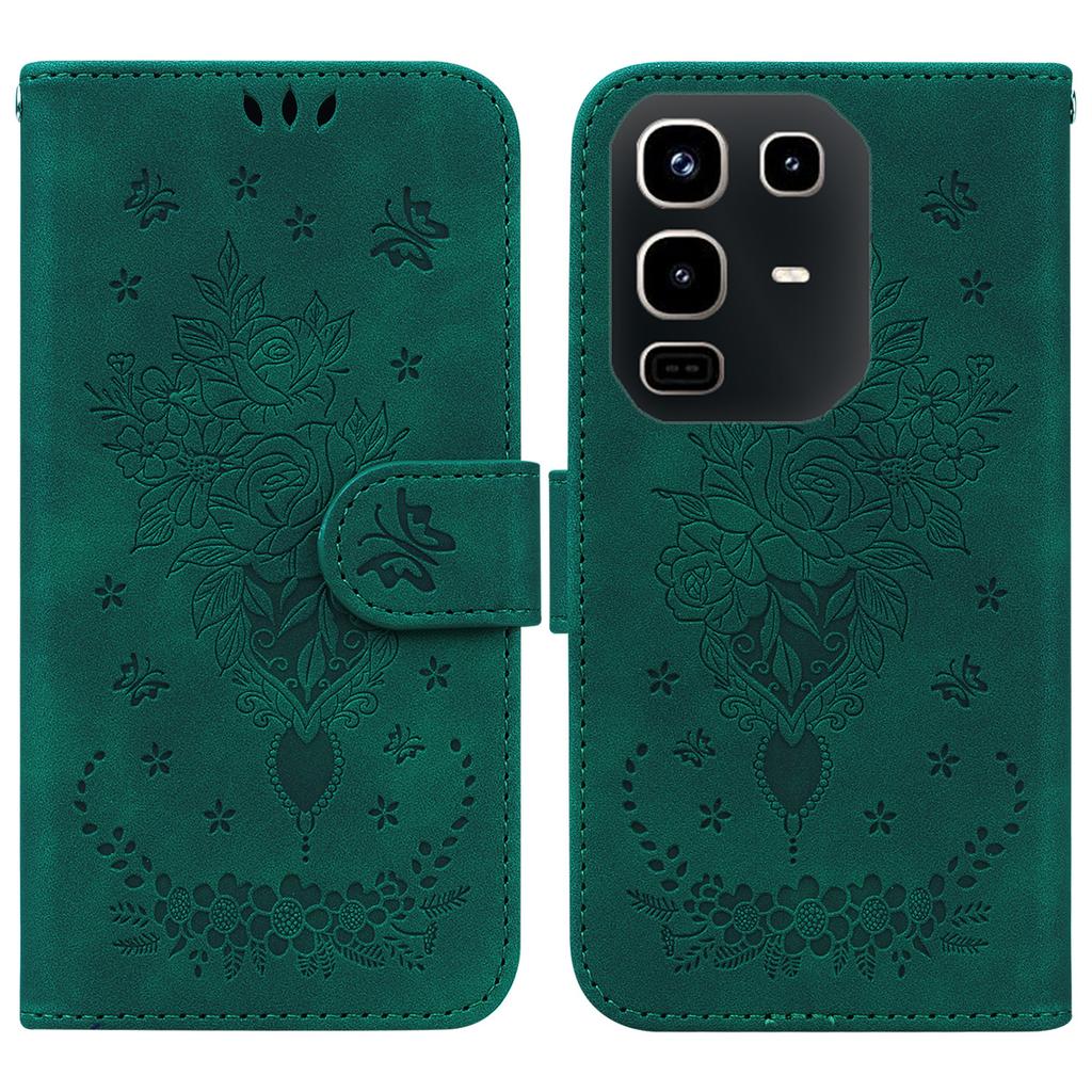 For Infinix Note 50 Pro 4G/Note 50 4G Case Butterfly Flower Imprint PU Leather Wallet Phone Cover with Strap