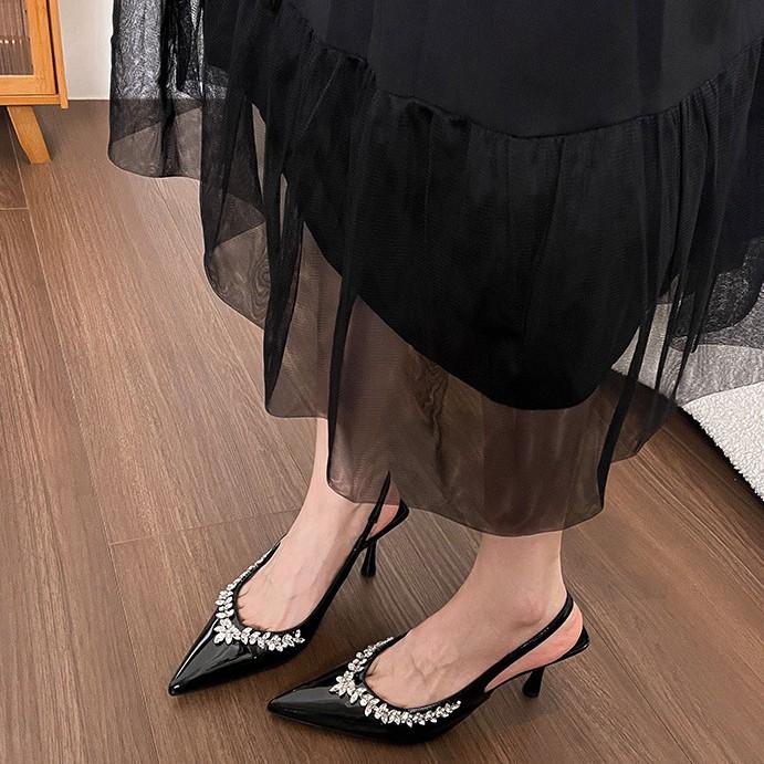

Rhinestone high heels socialite 2026 new apricot light mouth temperament dress banquet pointed thin heel single shoes women 40 тілесний