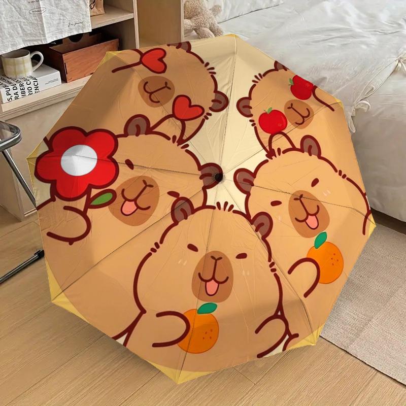 1pc Cute Bears Holding Fruits Umbrella with Plastic Handle,Suitable for All Seasons Home Travel Outdoor UmbrellaDD184