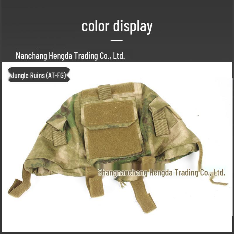MICH2000 Tactical Helmet Cover with CP Camouflage & Black MC Mickey Counterweight Accessory Pouch