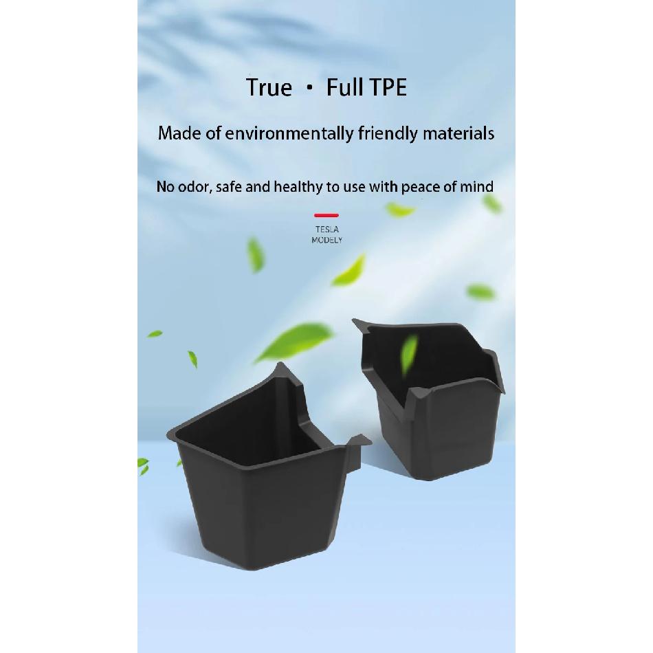 For Tesla Model Y Juniper 2026 Rear Trunk Side Storage Box Cargo Organizer TPE Bin Box Flocking Mat Partition Board Accessories