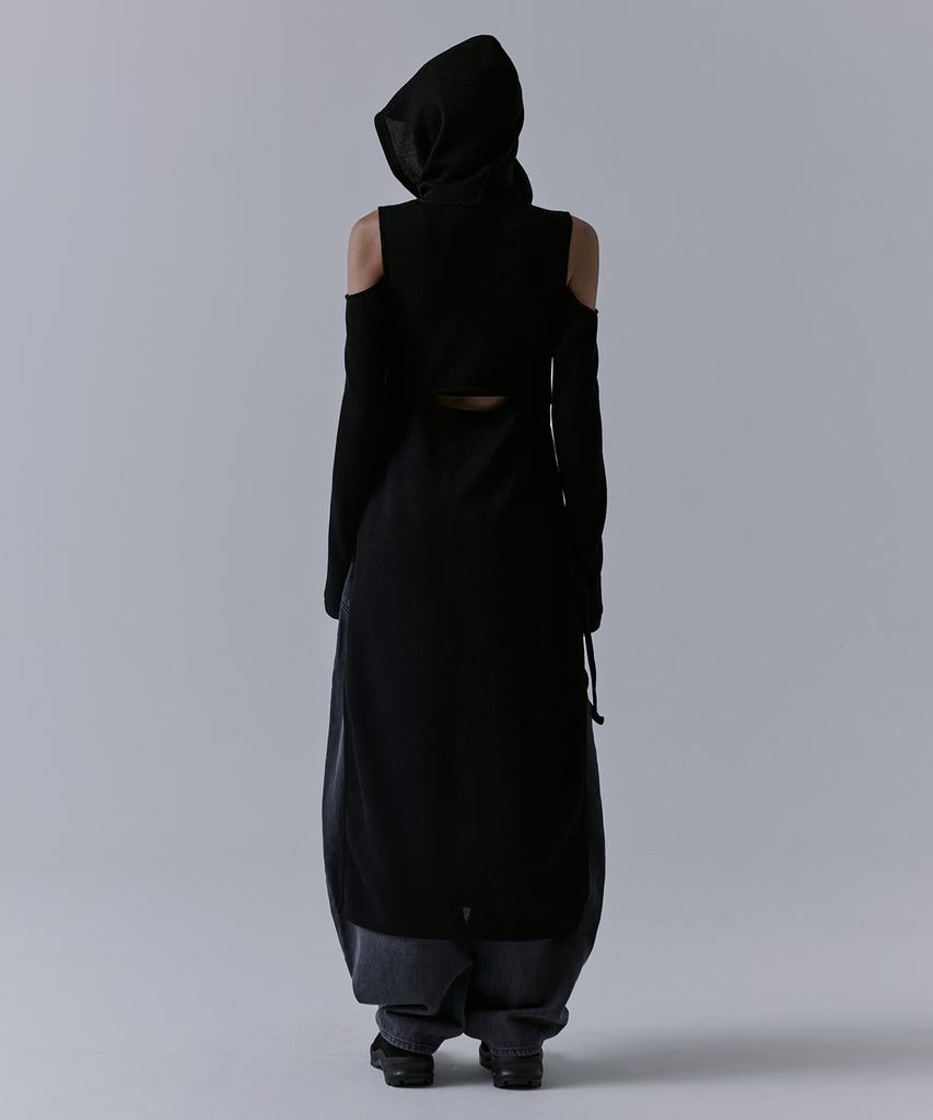 Teulimingbeodeu Hooded Cold-Shoulder One-Piece [ Black ]