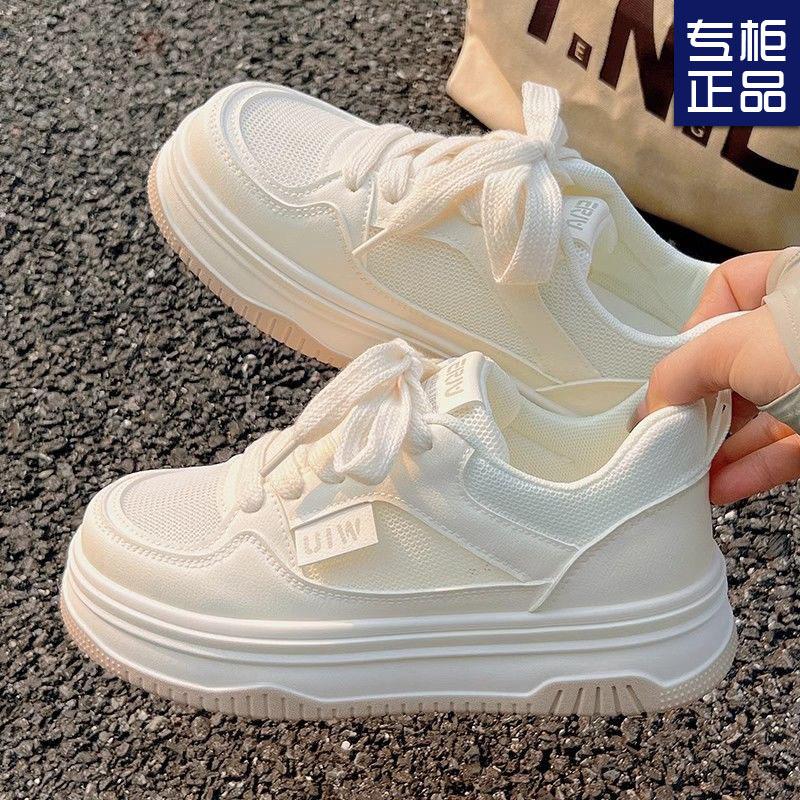 Campus wind mesh breathable little white shoes women's new summer thin thick baseplate shoes niche milk