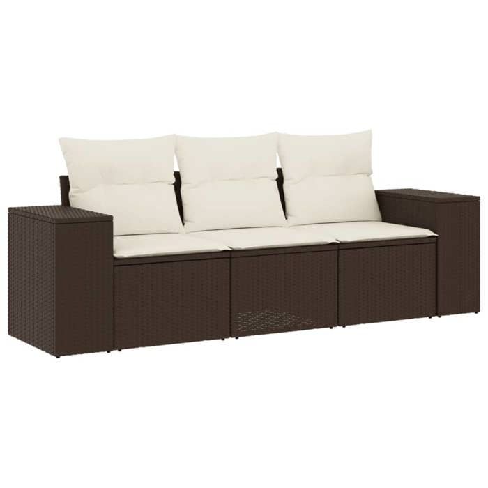 VidaXL Garden Lounge Set with Cushions 3 Pcs, Sofas with Backrest, Furniture Set, Patio Terrace Furniture, Brown 3222262