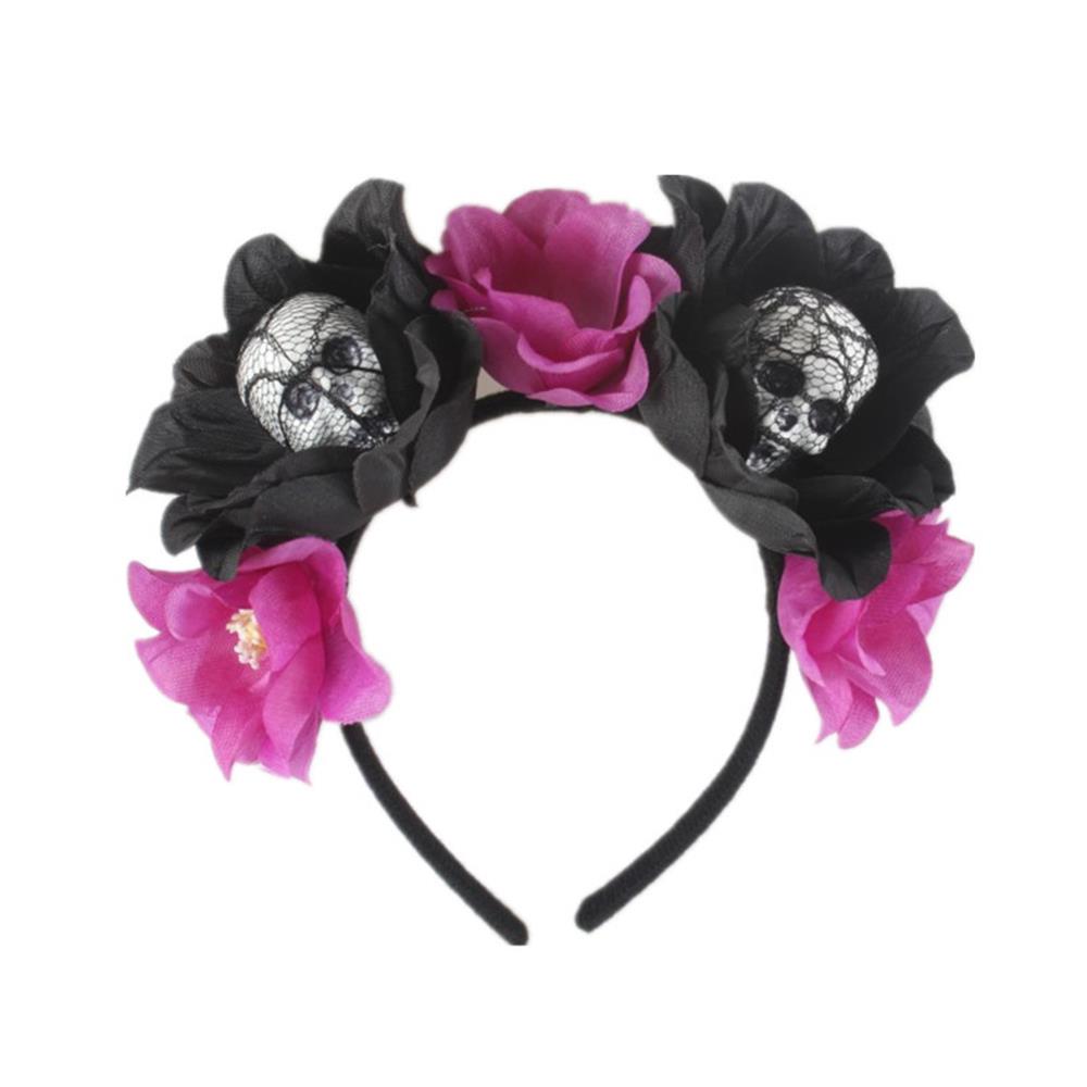 

Хэллоуин Роза Цветок Череп Повязка на голову Красочные Гирлянды из Пионов Обруч для волос Девушки Косплей Головной убор Имитация Цветка Черепа Обруч для головы