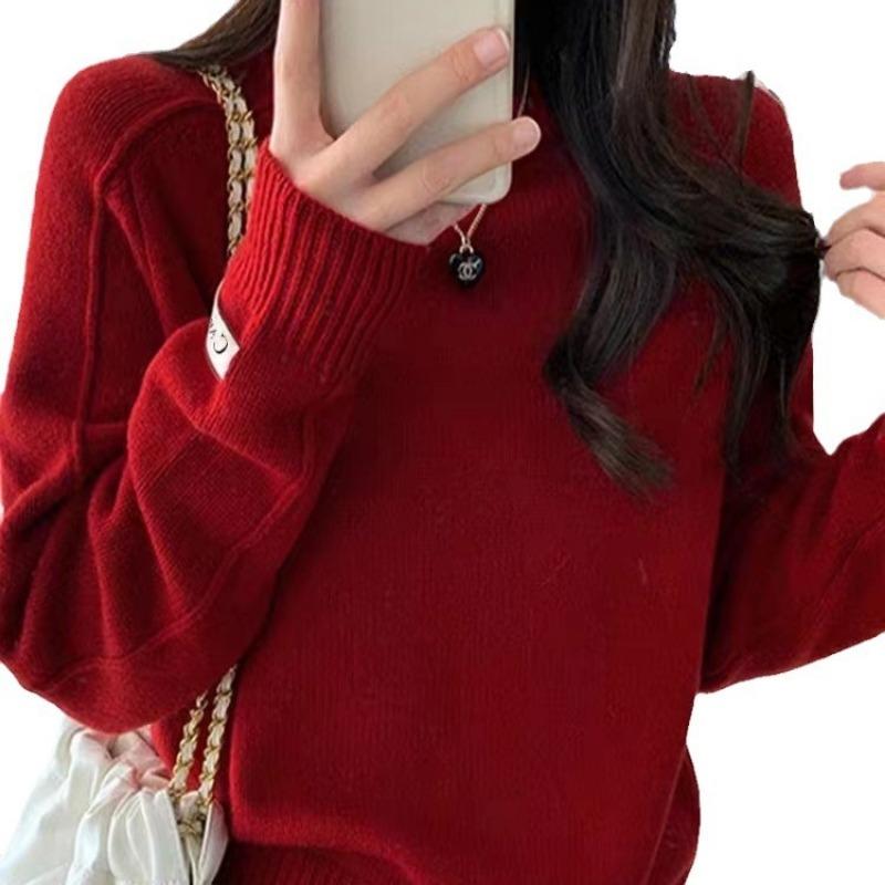 Design Pullover Knitted Sweater Top Autumn and Winter New Lazy Style Loose Versatile Soft Waxy Sweater Women