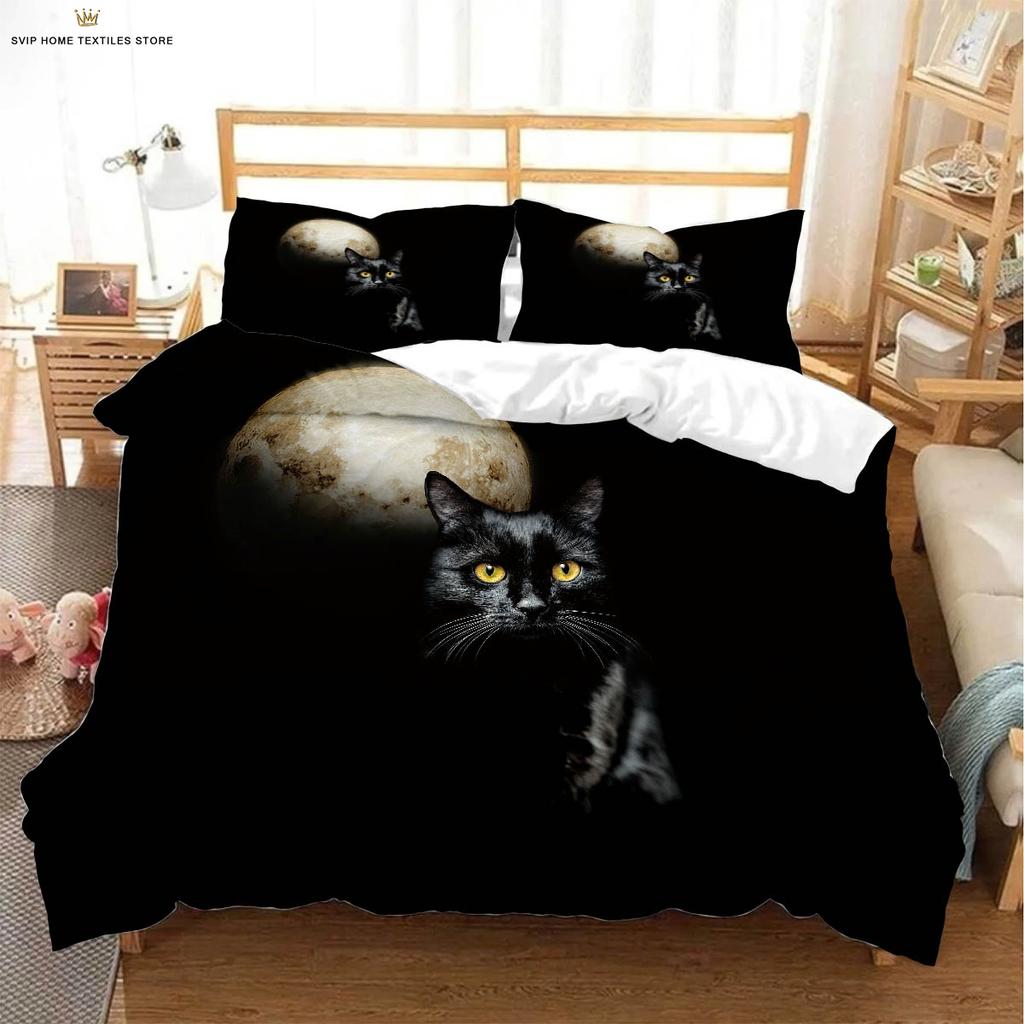 Cute Cat 3d Printed Quilt Cover Bedding Set Textile Products Duvet Cover Pillowcase Three-Piece Set Children's Gift