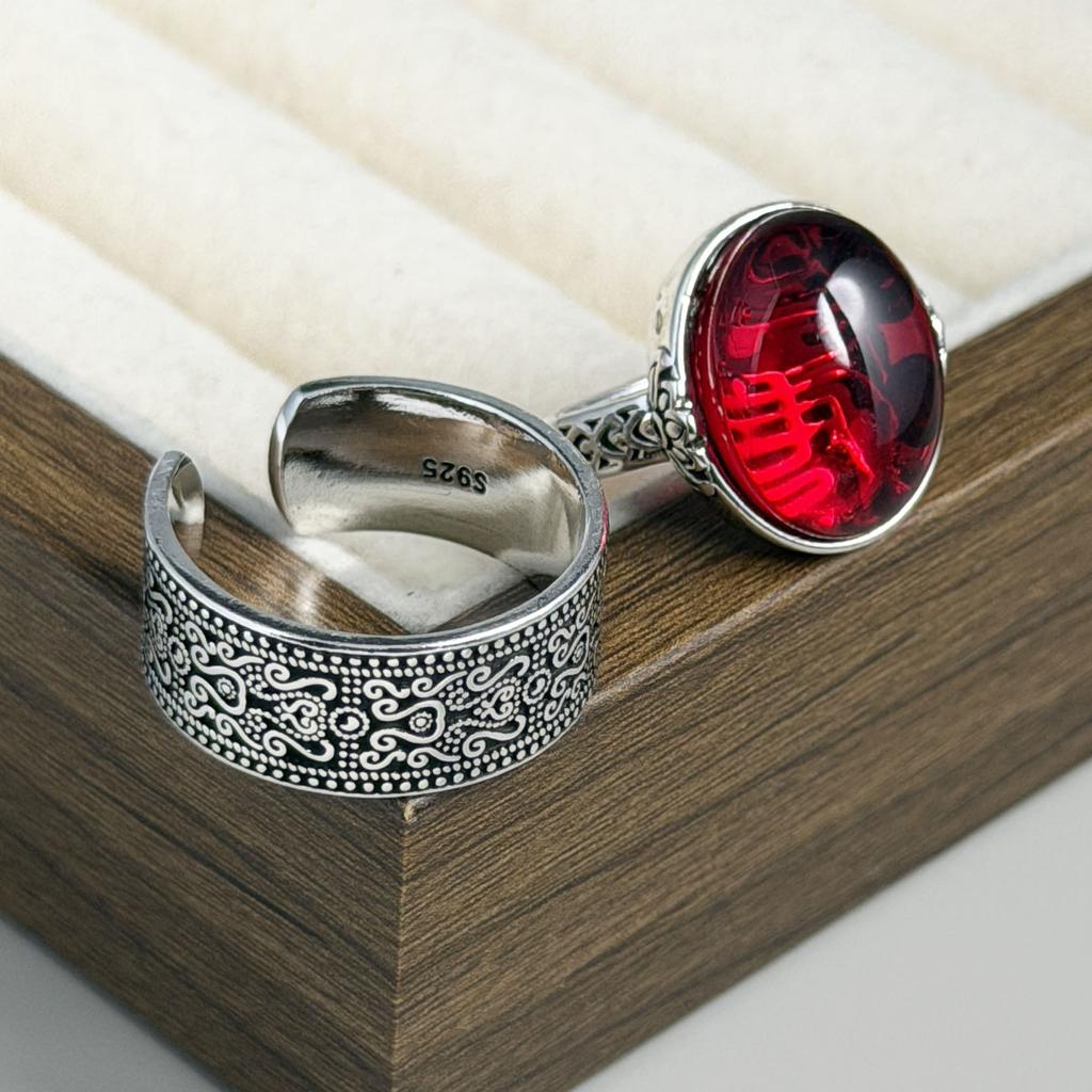 Xiaomi BF CLUB 925 Sterling Silver Ring For Women Jewelry Red Stone Retro Open Vintage Handmade Ring Allergy For Party Birthday Gift