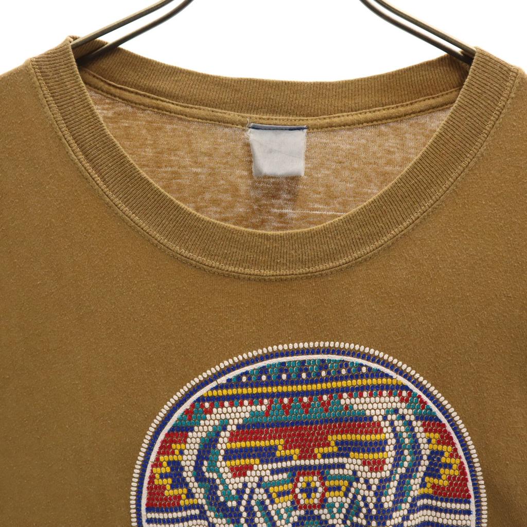 OLD 90s native pattern Short sleeve T-shirt Brown Single stitch Men's Used