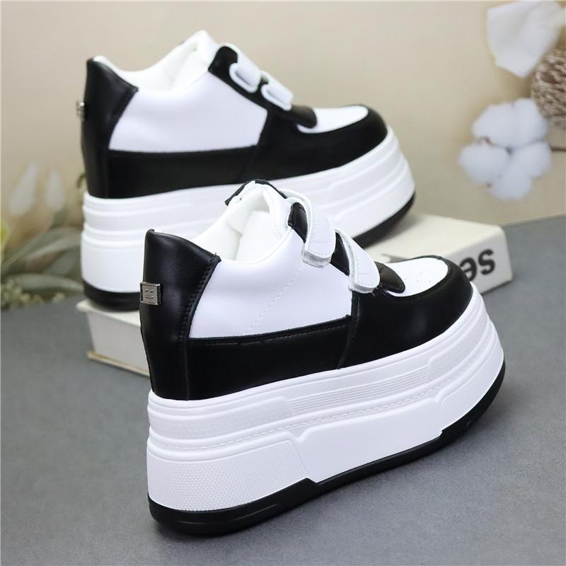 Fashion 12CM Genuine Leather Boots Spring Platform Wedge Loafer Fashion Chunky Sneaker Vulcanize Women Moccasins Autumn Flat Shoes