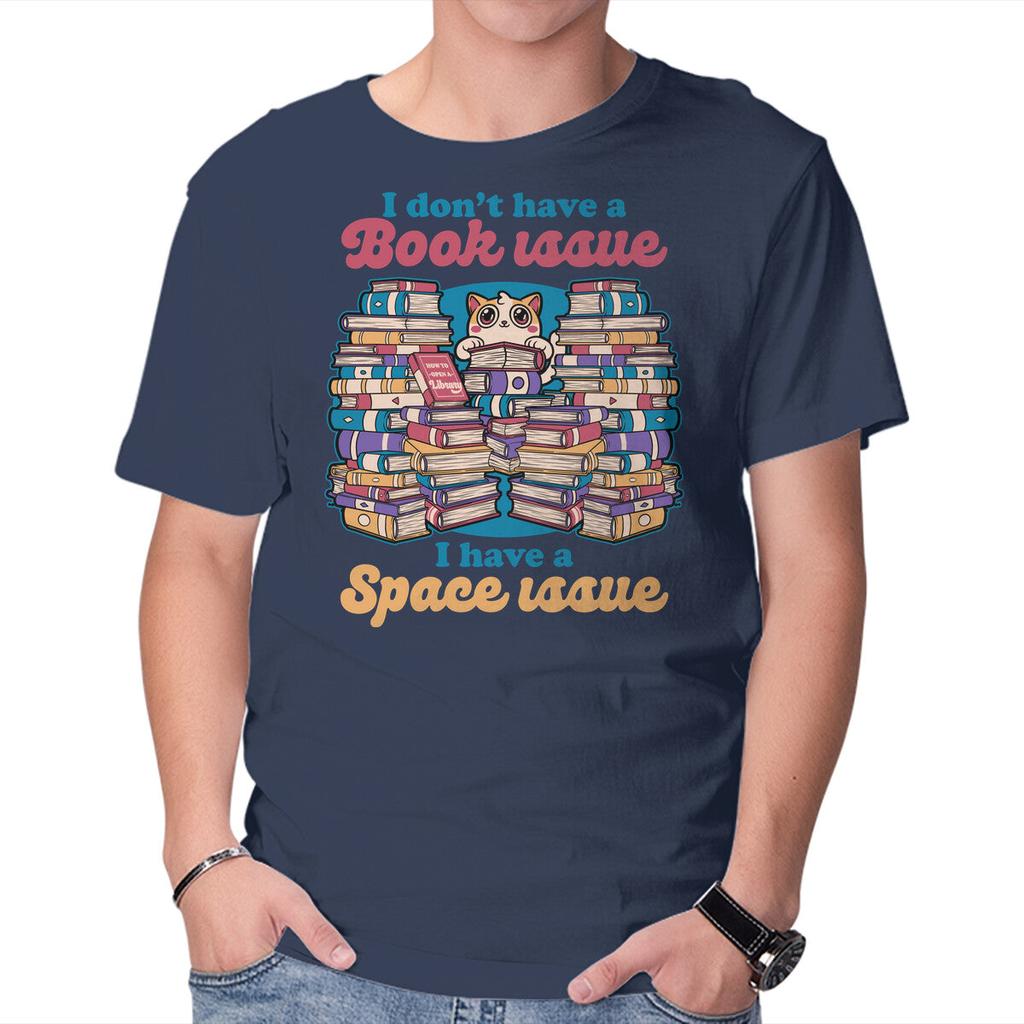 Unisex Crew Neck T-Shirt Cat Books Library Graphic Short Sleeve Casual Tee