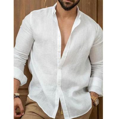 Camicie casual da uomo in cotone e lino, leggere, larghe, traspiranti, primaverili, a maniche lunghe, sportive, hawaiane, con risvolto, da uomo
