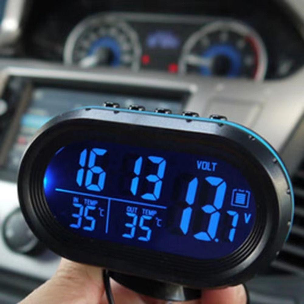 Dual Temperature Display Digital Auto Car Thermometer 12V-24V Car Voltmeter Thermometer  Car