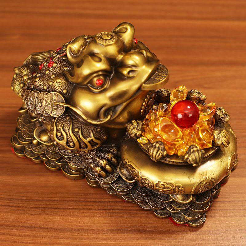 Pure Copper Treasure Pot Golden Toad Ornaments Zhaocai Three Legged Toad Store Living Room Office Decor Opening Gift