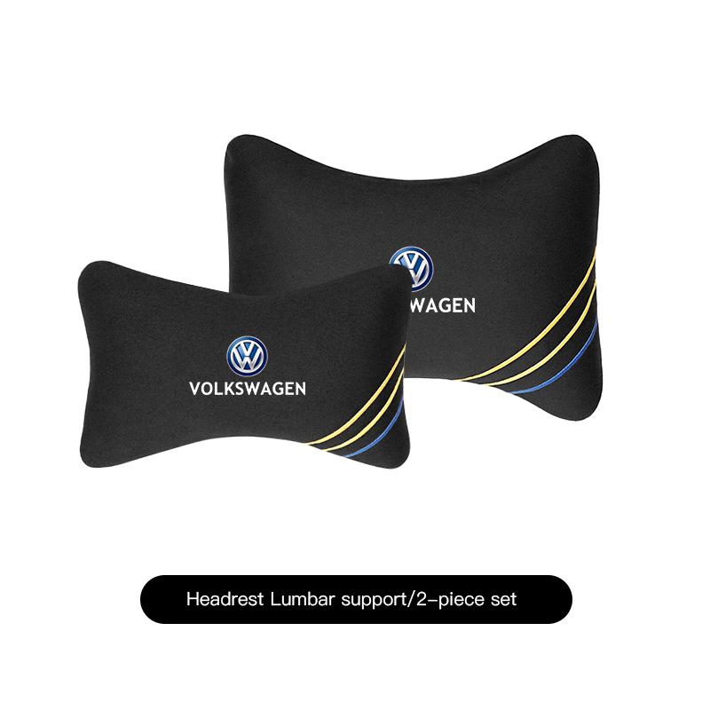 Car Neck Pillow Soft Comfortable Suede Headrest Waist Cushion For Volkswagen VW Polo Golf T5 Caddy T4 Touran GTI Passat Scirocco BO0