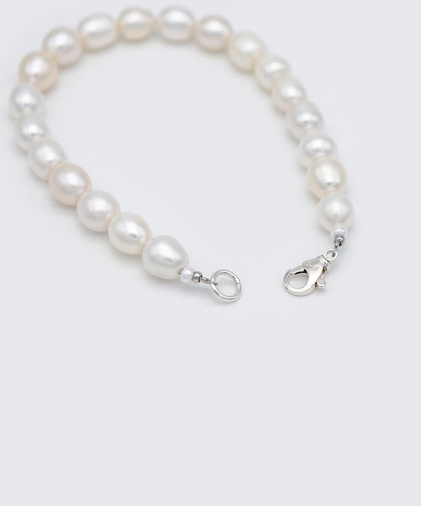 Bonbeau Unique Oval Water Pearl Bracelet Unique Rice Grain Freshwater Pearl Layered Bracelet 7Mm