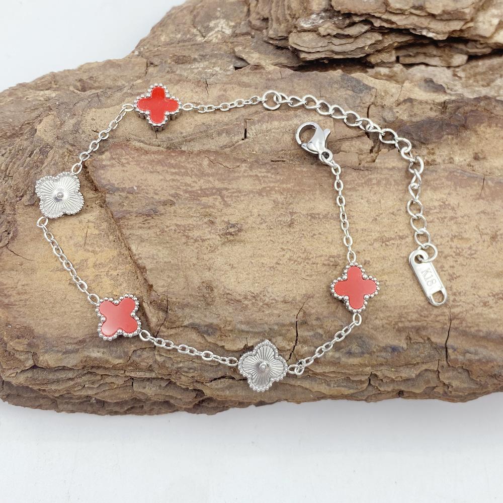 9MM Four Leaf Flower Bracelet Titanium Steel Bracelet No Color Loss Ladies Fashion Four Leaf Clover Bracelet