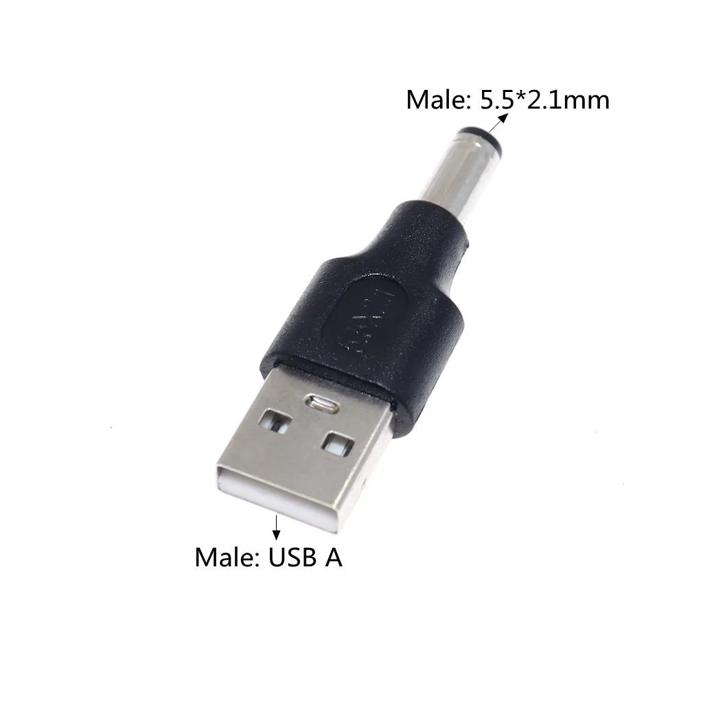 DC Female To USB 2.0 Type A Male Plug DC Jack Socket Connector 5V Power Plugs Adapter 5.5*2.1mm Charging Converter Laptop PC DIY