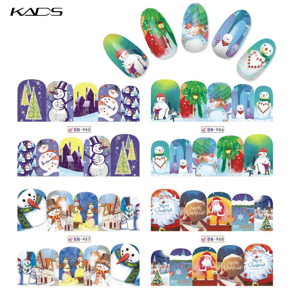 kads Autocolant cu transfer de apă de Crăciun Decalcomanii Nail Art Stickers învelește accesorii pentru unghii pentru manichiură Glisoare