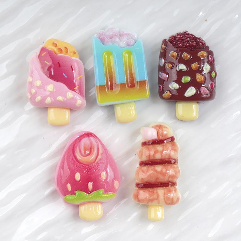 10/100Pcs Fruit Ice Cream Series Miniature Diy Home Decor Craft Accessories Flat Back Resin Cabochons For Hairpin Scrapbooking