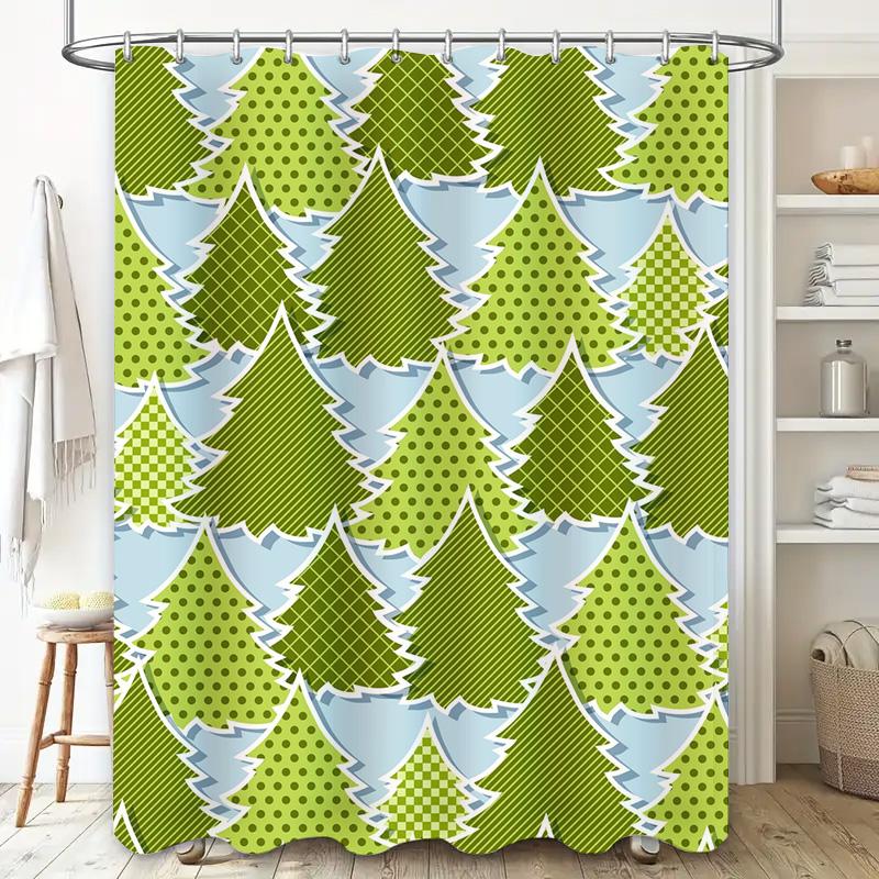 Tu Shower Curtain Nature Forest Trees Scenic Backdrop Bathroom Decor Greenery Botanical Washable Waterproof Home Textile