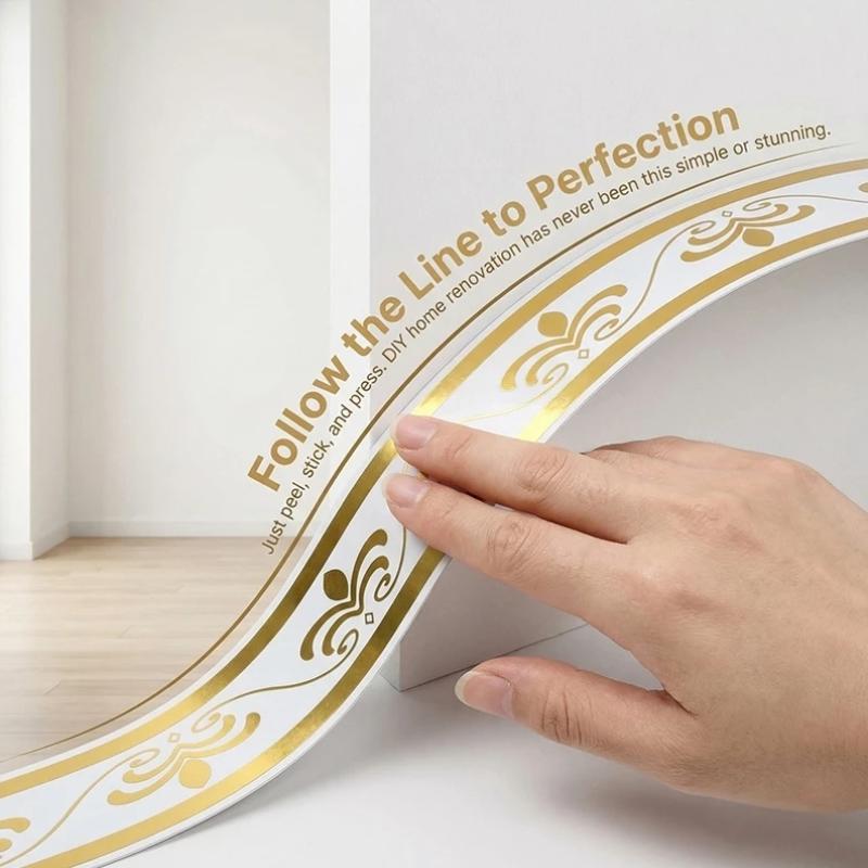 Self-Adhesive Skirting Wall Stickers 5m Stain Resistant Baseboard Trim for Living Room Dining Area Wall Decoration