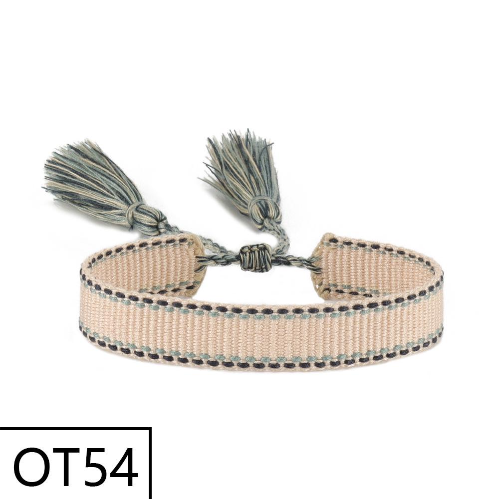 European & American Style Woven Bracelet - Solid Color, 1.3cm, Handmade Tassel, Fashionable Polyester Hand Rope for Women