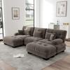 Sofá Modular de Esquina de Lujo - Sofá Nube en Forma de U de Gran Tamaño para Sala de Estar, Sofá Cama Convertible de Asiento Profundo con Otomana, Marrón Chenilla