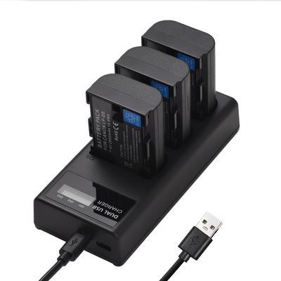 Carregador de bateria LP-E6 Carregador de 3 slots com indicadores LED Micro USB e porta tipo C + 3pcs LP-E6