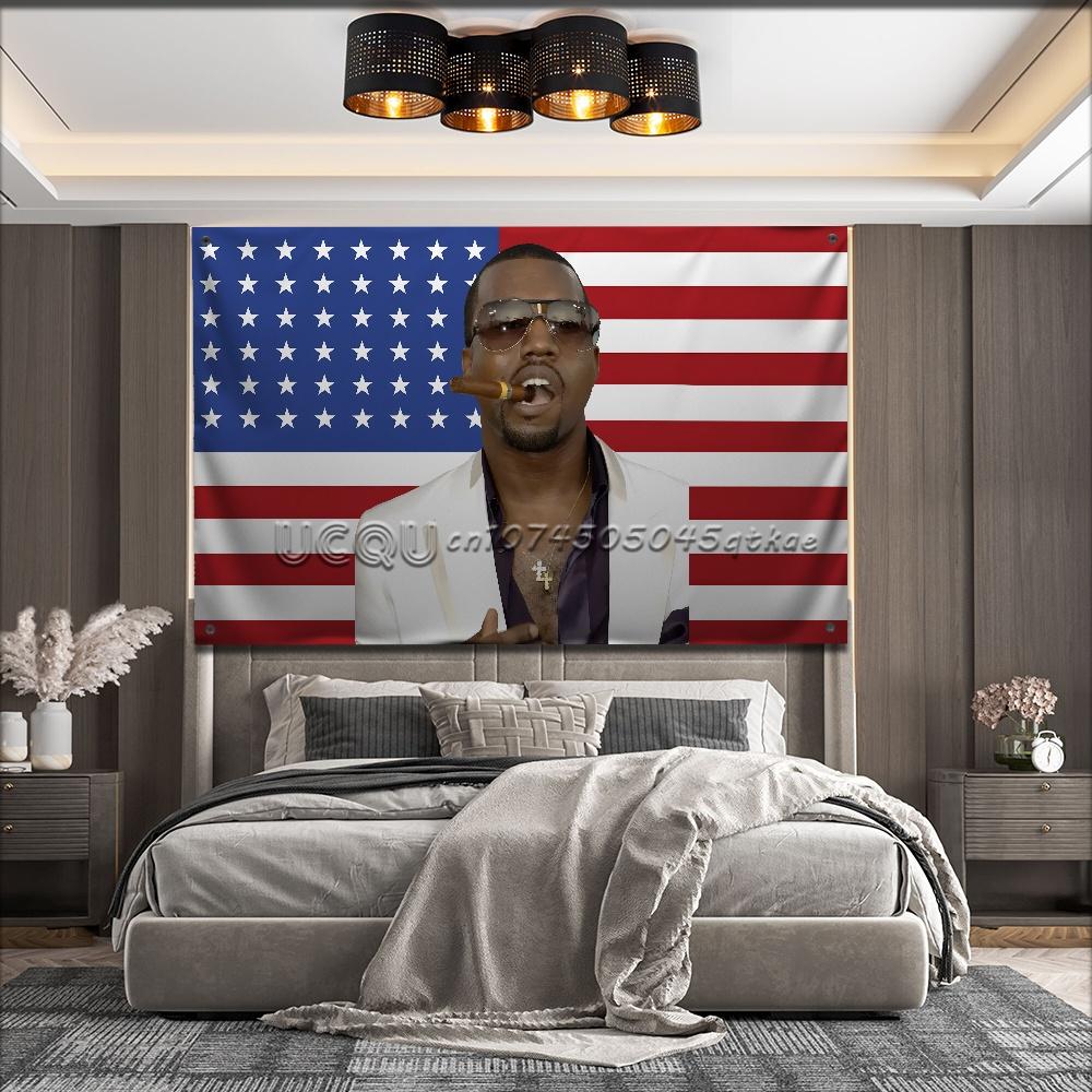 

США K-Канье Уэст YE Смешной флаг для садовых флагов Вечеринка Гостиная Дом Балкон Настенный декор Баннер Спальня Гобелен Уличный 29x37in