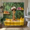 1 Stück Giraffe in der Badewanne Duschvorhang mit Enten - Verspielte Giraffe mit Handtuch & Modischer Brille, Rustikales Dschungel-Badezimmer Dekor