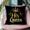 1Pc King And Queen Cushion Covers Black Polyester Pillow Cover For Home Sofa Chair Bed Car Party Table Decoration