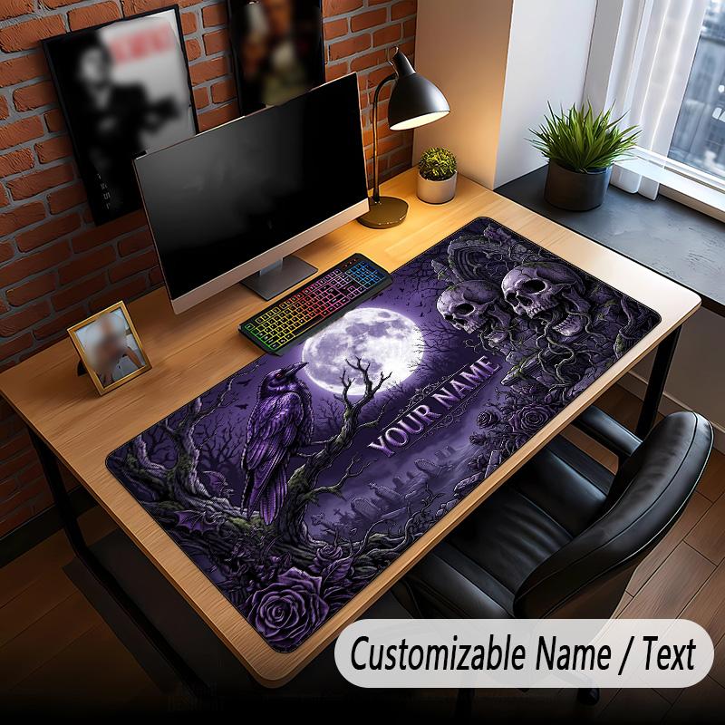 Bat Raven Theme Custom Mouse Pad Personalized With Name Text Customized Desk Mat For Office Home Decor