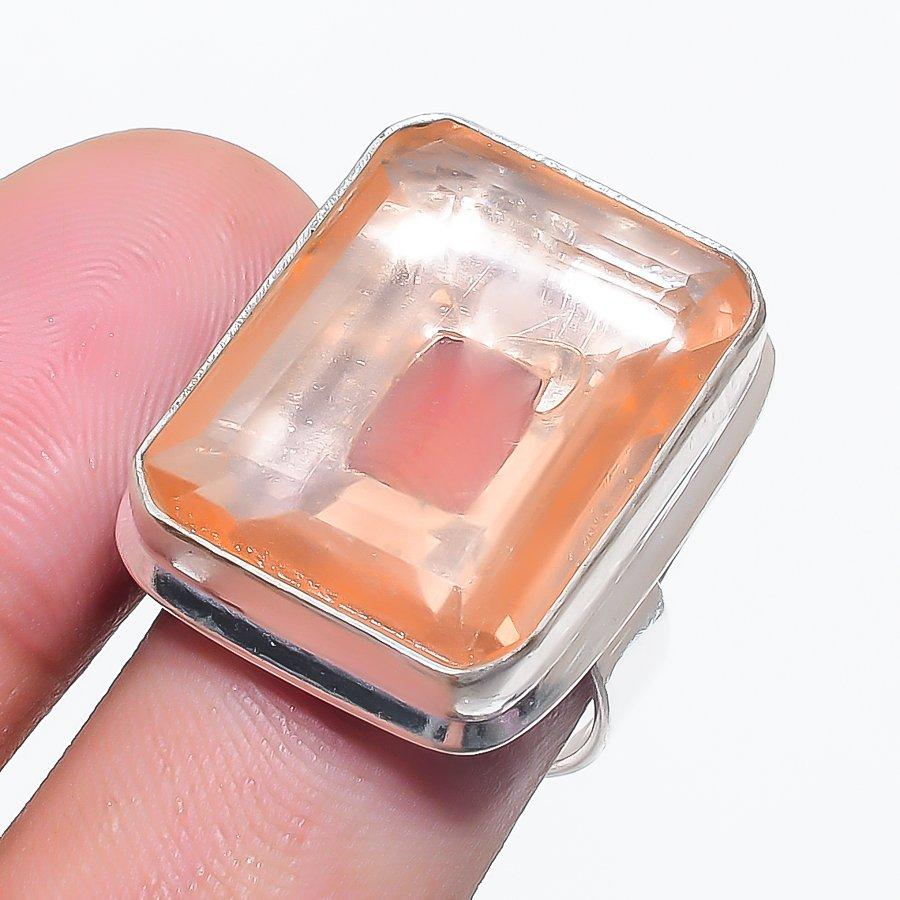 

Natural Morganite Gemstone Handmade 925 Sterling Silver Jewelry Ring Size 7 AR-15968