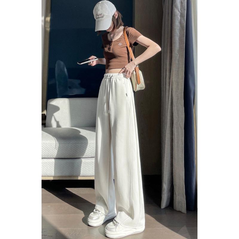 

Легкие свободные брюки с широкими штанинами для женщин на весну и лето. Новые повседневные универсальные спортивные брюки прямого покроя с высокой талией. 2XL