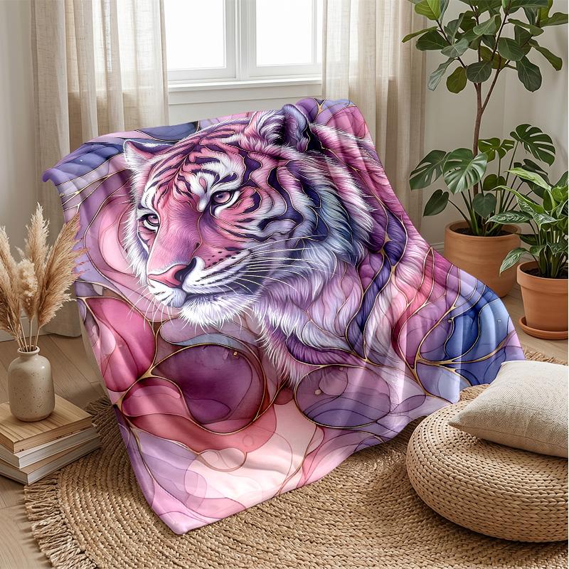 Tiger Dance in Nature Theme blanket Lightweight Warm Flannel Blanket Decorative Throw Blanket for Home Decoration