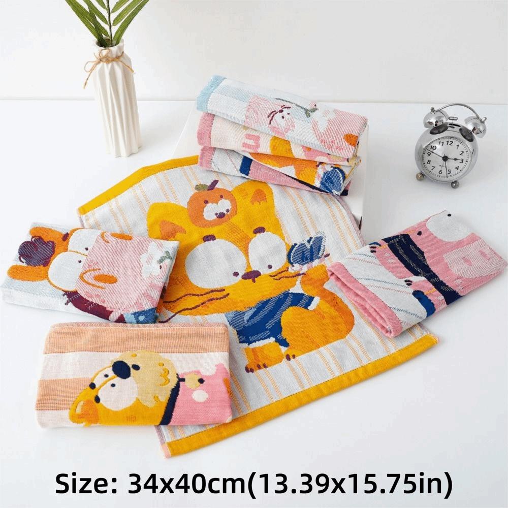 Cartoon Kitchen Towel 4 Layer Cotton Gauze Tea Towel Pure Cotton Dish Cloth Home Restaurant