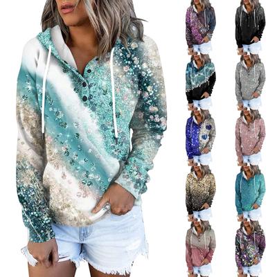 Women's Casual Fashion Long Sleeved Top Printed Round Neck Printed Hoodie