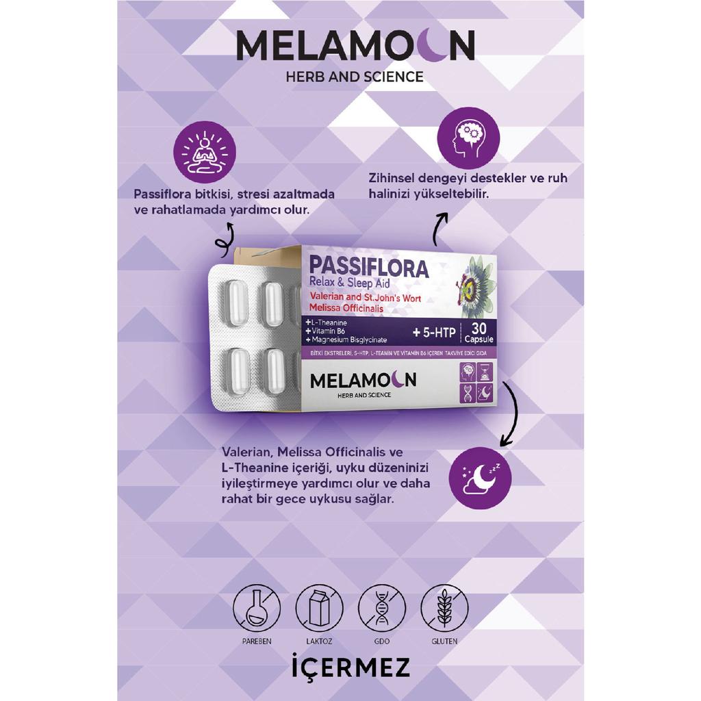 Passiflora, gestärkt mit Magnesium und 5-HTP, 30 Kapseln, um Stress und Schlaf zu lindern