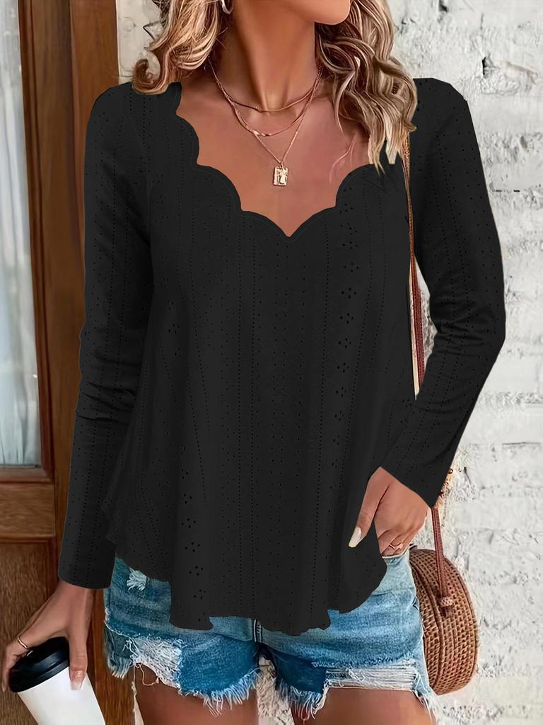 Womens Long Sleeve V Neck T Shirt With Breathable Polyester Splicing For Casual Fall Style
