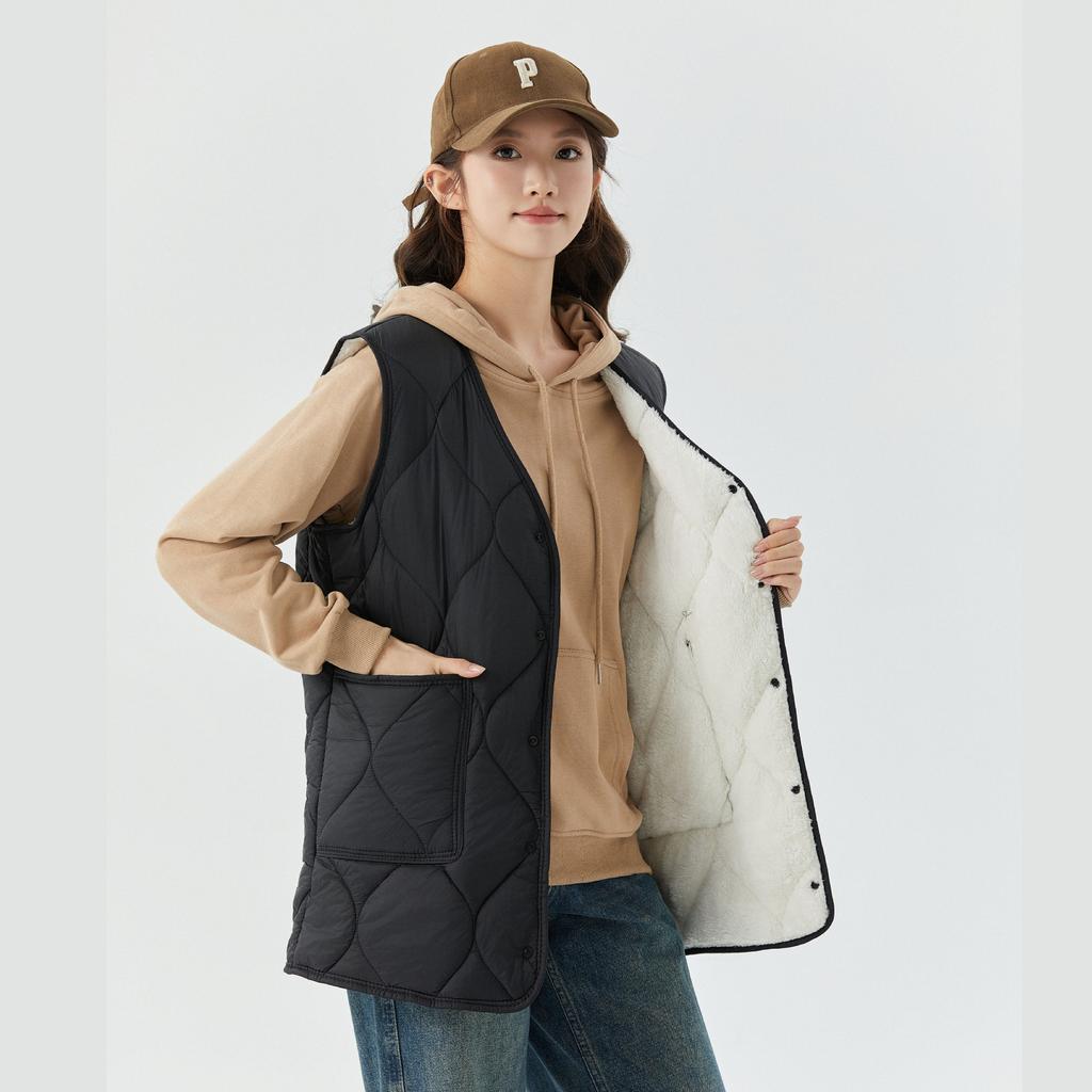 Autumn and Winter Women's Down Cotton Vest Thickened and Increased Warmth In The Long Section Slim Mao Vest Fashionable and Warm