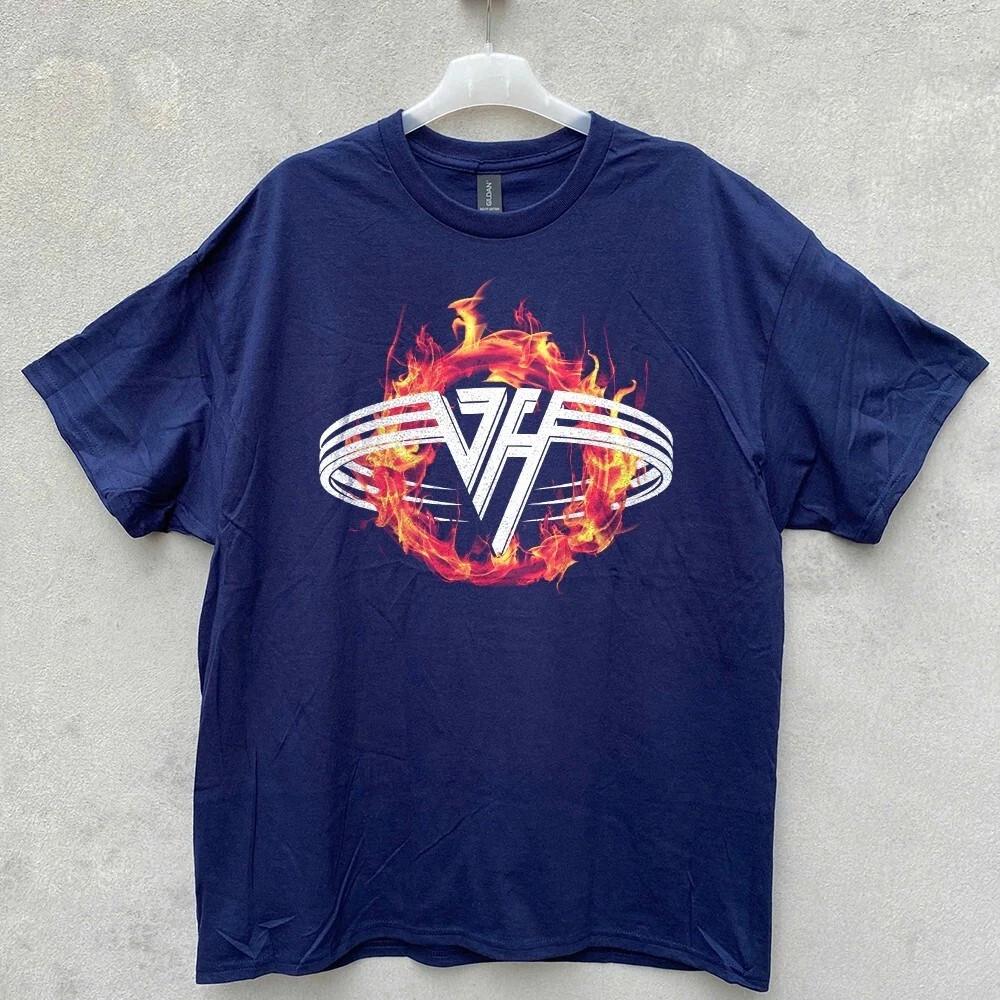 NAVY Van Halen Logo American Rock Band Unisex Navy T-shirt Size S-5XL Unisex T-Shirt XL