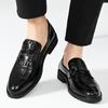 Men's Derby Shoes slip on fashion Business Loafers Gentleman Dress Shoe Faux Crocodile Pattern Leather men wedding party shoes