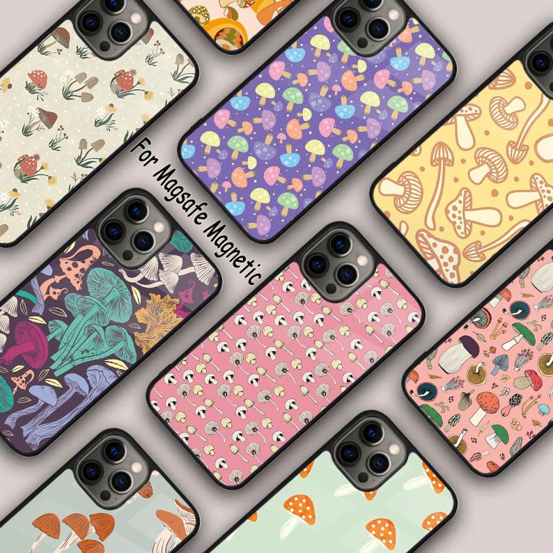 Mushroom Pattern Magnetic Phone Case For APPLE iPhone 17 Air 16 14 13 12 Pro Max 15 Plus Wireless Charge With MagSafe Cover