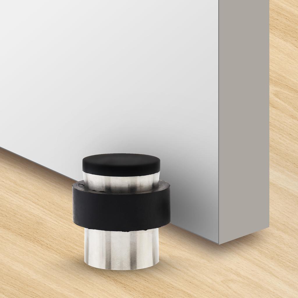 Silver Stainless Steel Floor Door Stop Cylindrical Wall Protector Heavy Duty Universal Bottom Top Mount