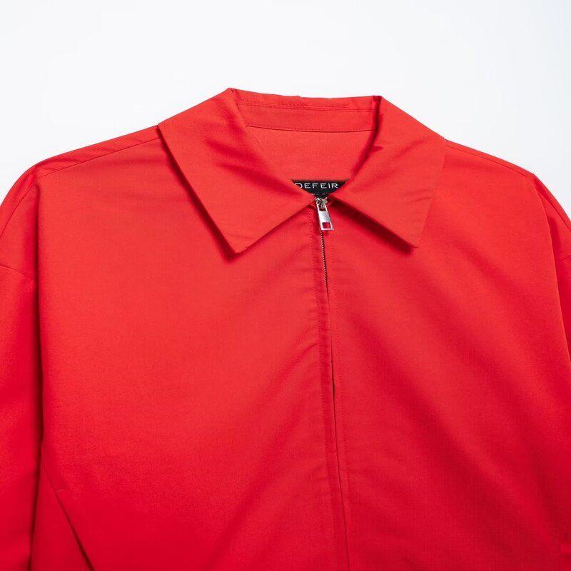 Fashion Style 2024 Fall and Winter New Female Versatile Zipper Pocket Long Sleeve Lapel Jacket 2010762