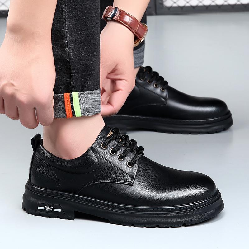 

Business casual leather shoes men s 2025 spring new British style thick-soled breathable trend versatile leather soft-faced men s shoes 38