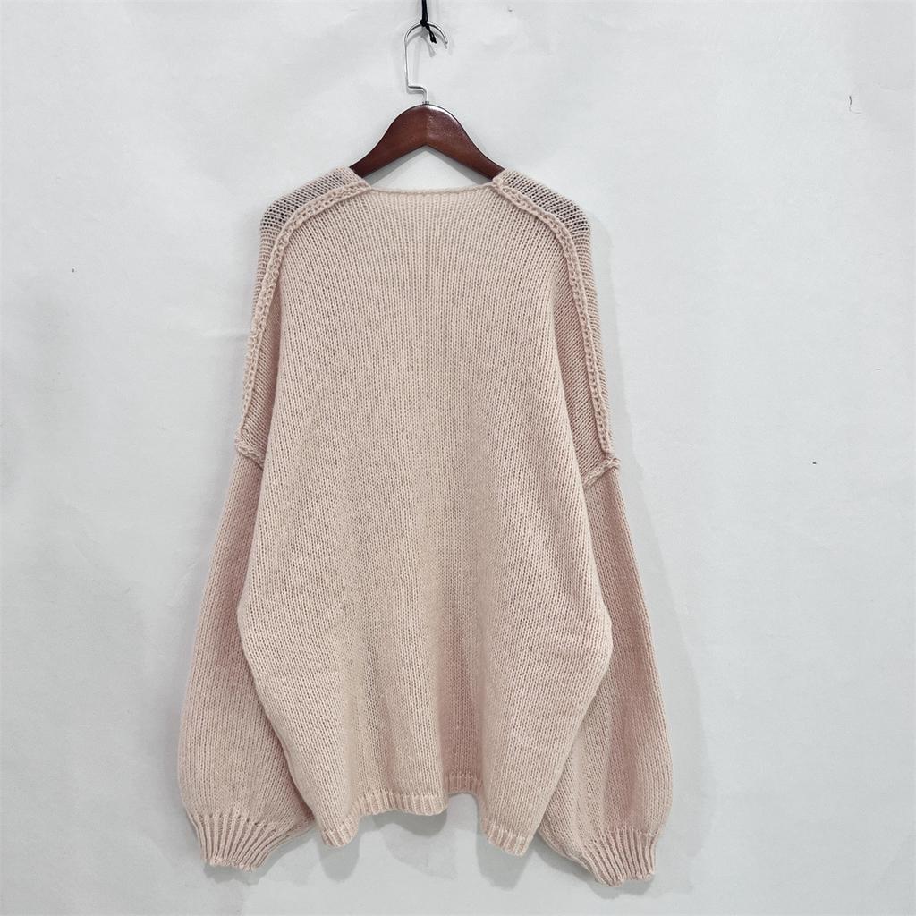 Autumn Winter New Casual Knitted Sweater Cardigan Jacket Loose Long Sleeve Solid Color Mid-length Sweater Women Cardigan Jacket
