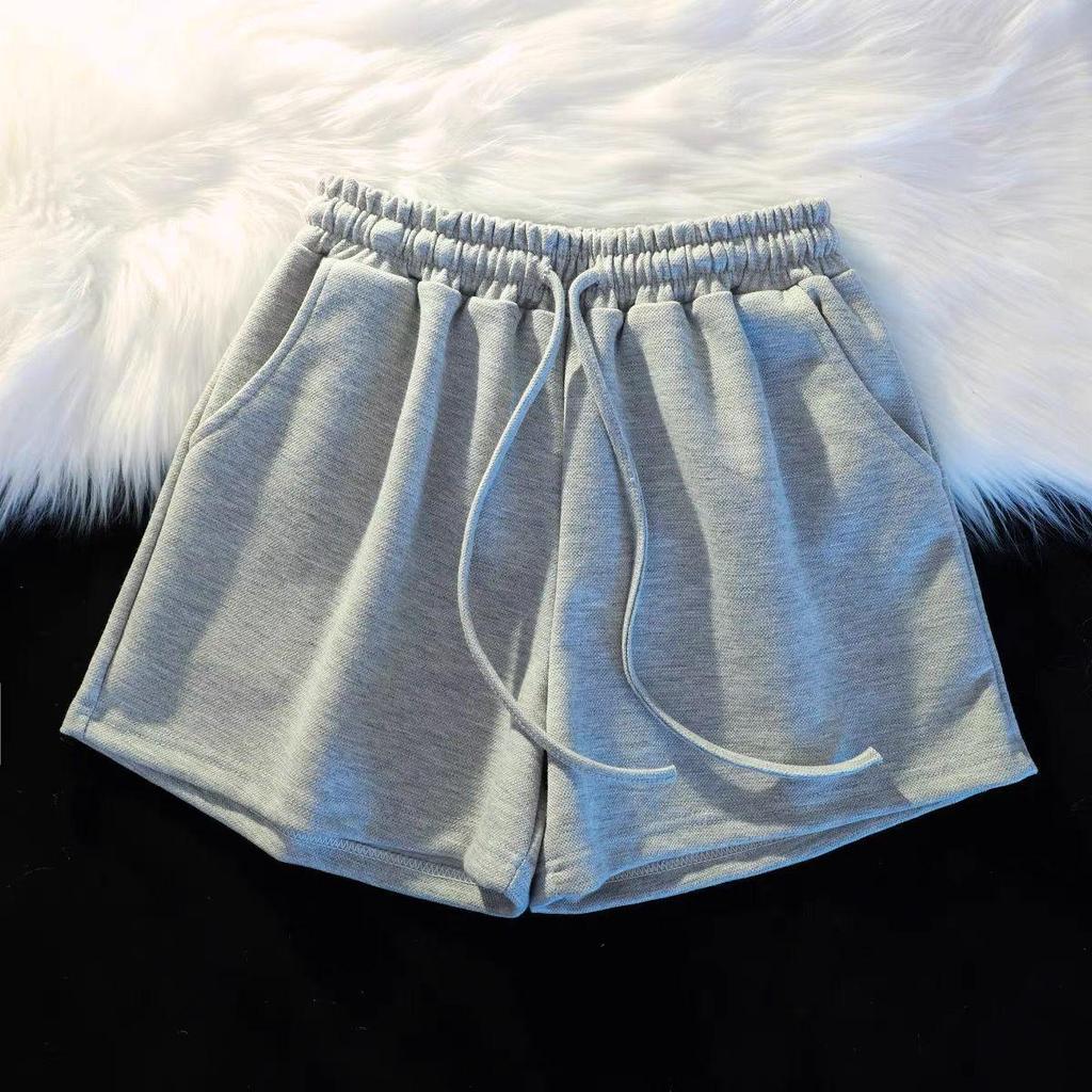 Yellow High-Waisted Loose Fit Sports Shorts - Casual A-Line Running Shorts with Elastic Waist